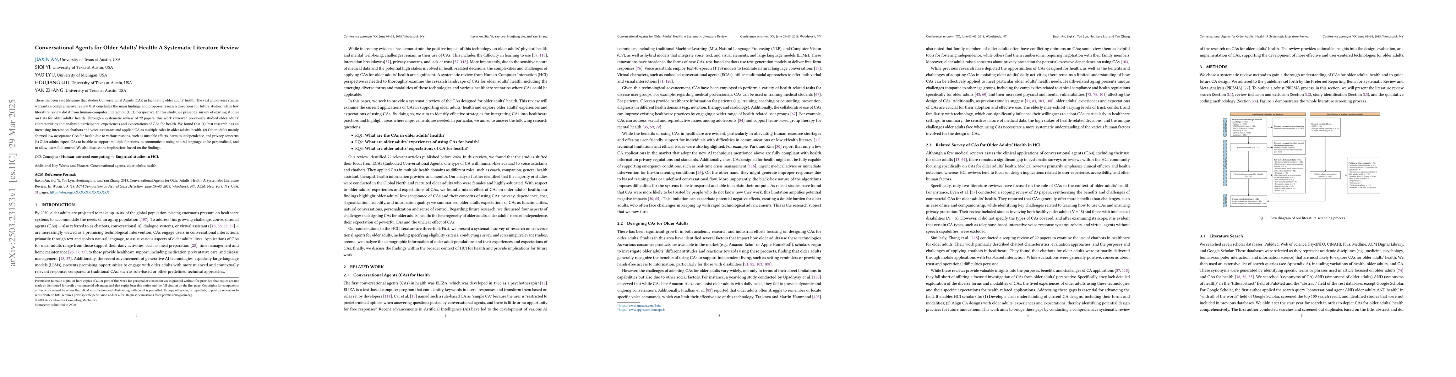 Thumbnail for Conversational Agents for Older Adults' Health: A Systematic Literature
  Review