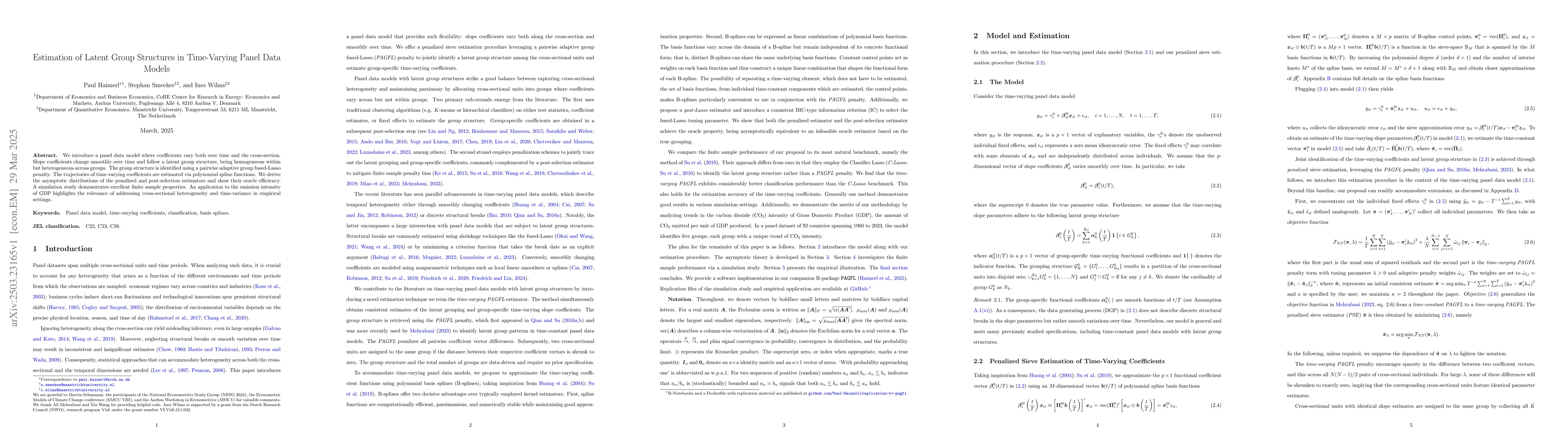 Thumbnail for Estimation of Latent Group Structures in Time-Varying Panel Data Models