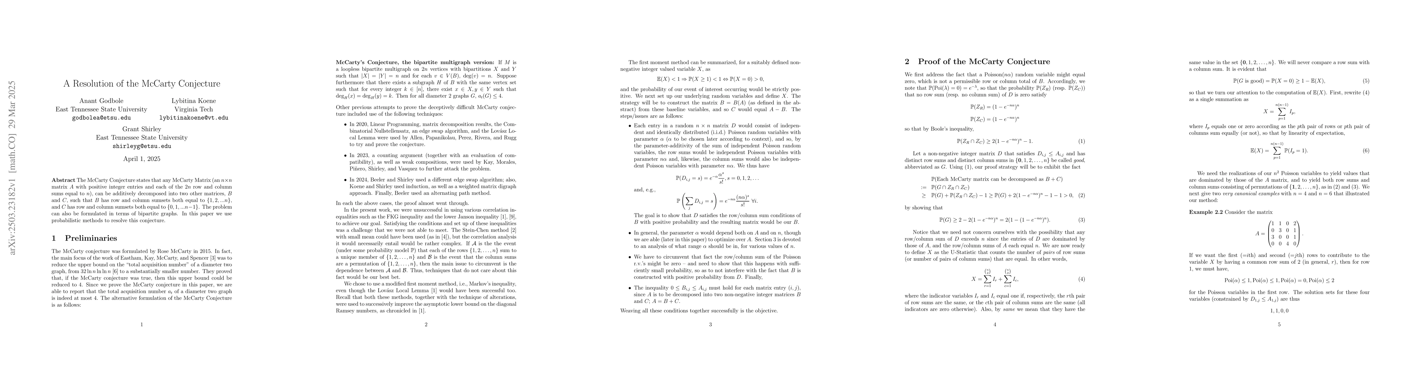 Thumbnail for A Resolution of the McCarty Conjecture