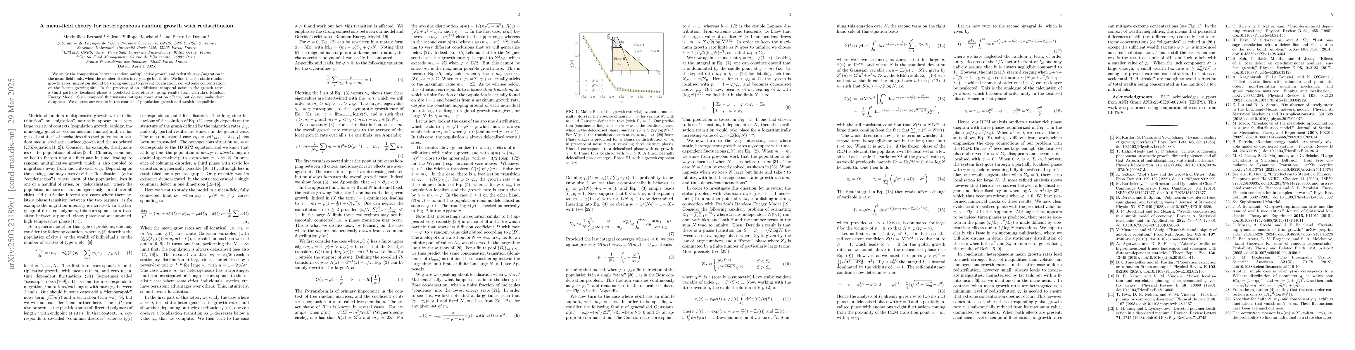 Thumbnail for A mean-field theory for heterogeneous random growth with redistribution