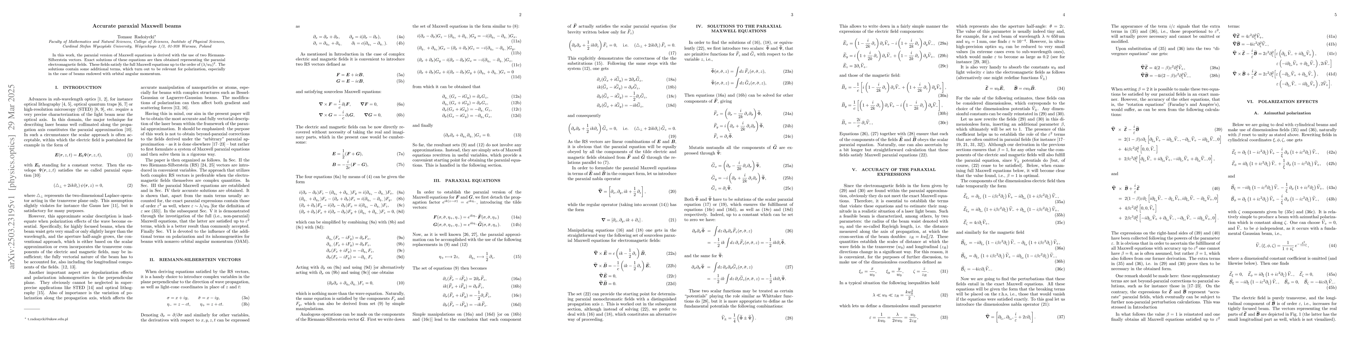 Thumbnail for Accurate paraxial Maxwell beams