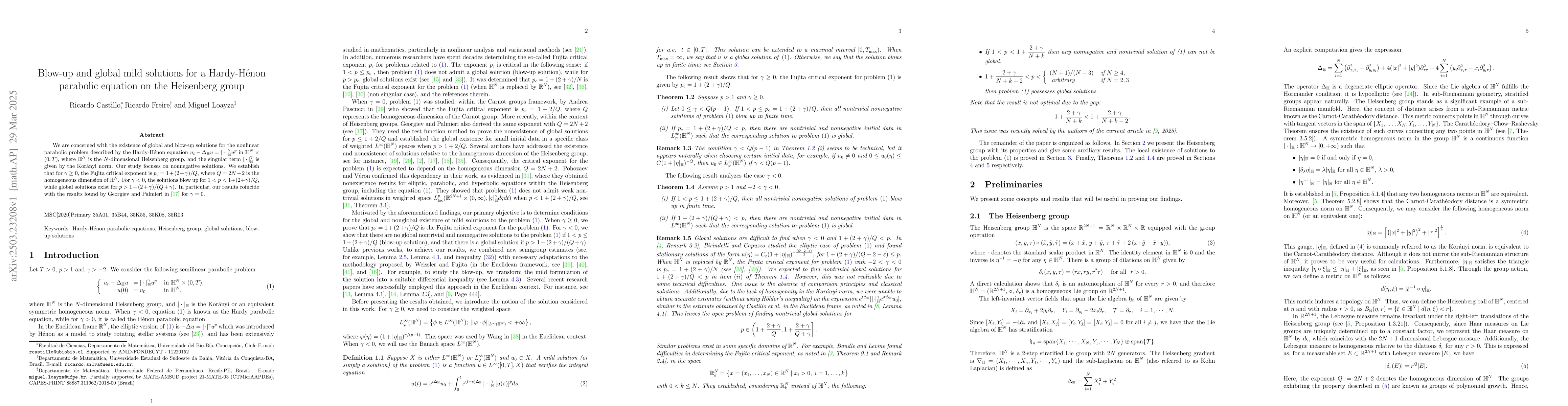 Thumbnail for Blow-up and global mild solutions for a Hardy-Hénon parabolic equation
  on the Heisenberg group
