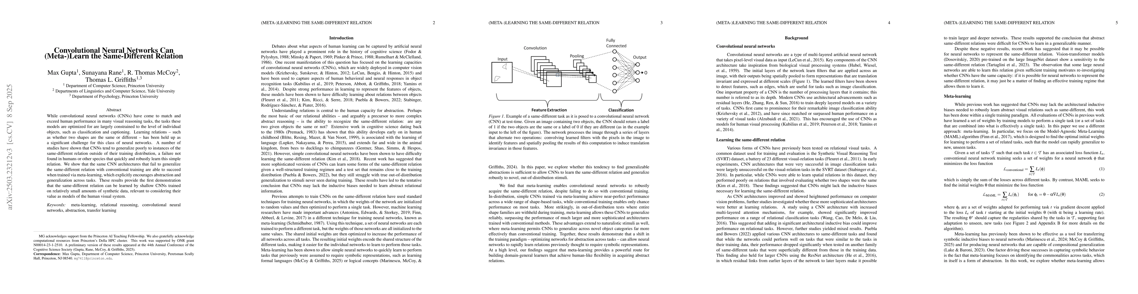 Thumbnail for Convolutional Neural Networks Can (Meta-)Learn the Same-Different
  Relation