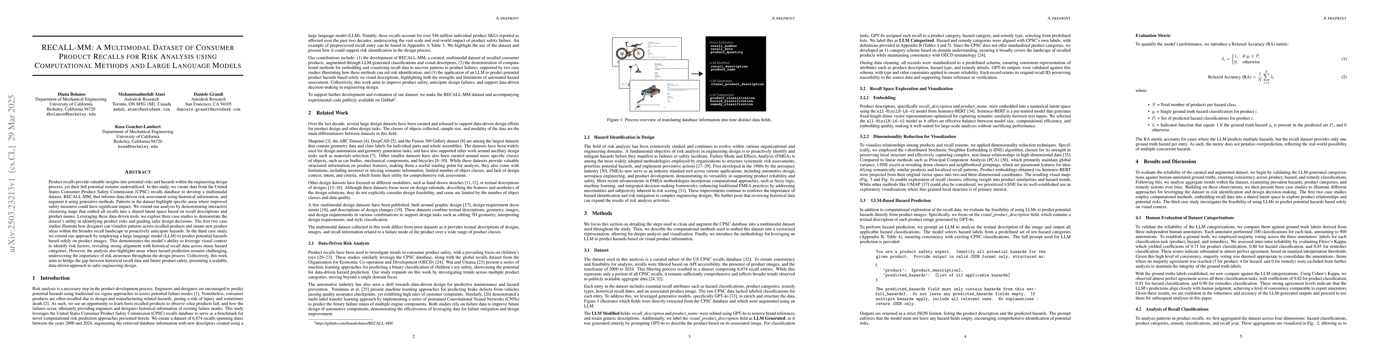 Thumbnail for RECALL-MM: A Multimodal Dataset of Consumer Product Recalls for Risk
  Analysis using Computational Methods and Large Language Models