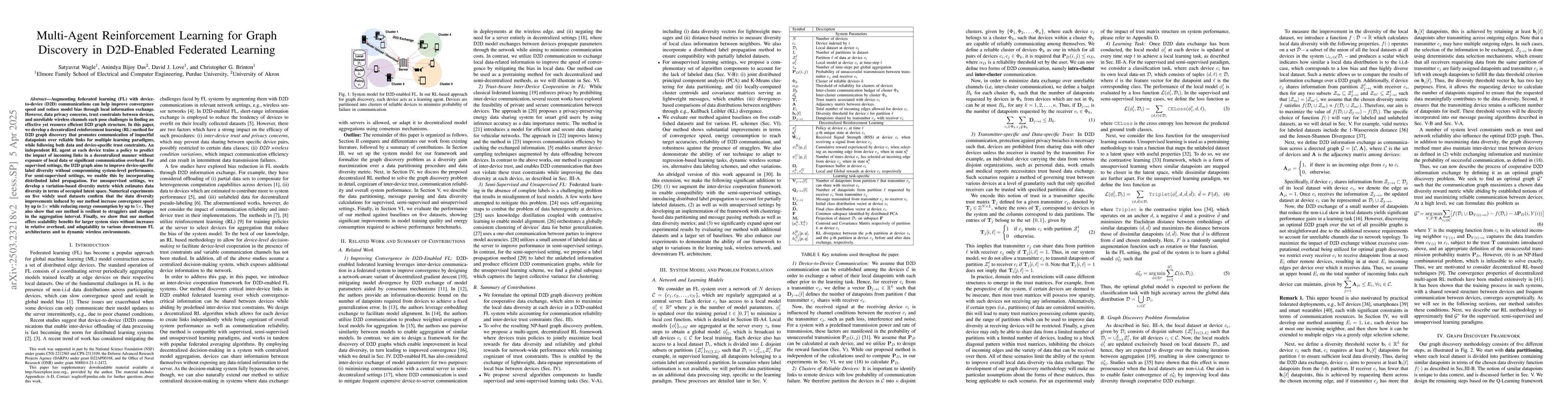 Thumbnail for Multi-Agent Reinforcement Learning for Graph Discovery in D2D-Enabled
  Federated Learning