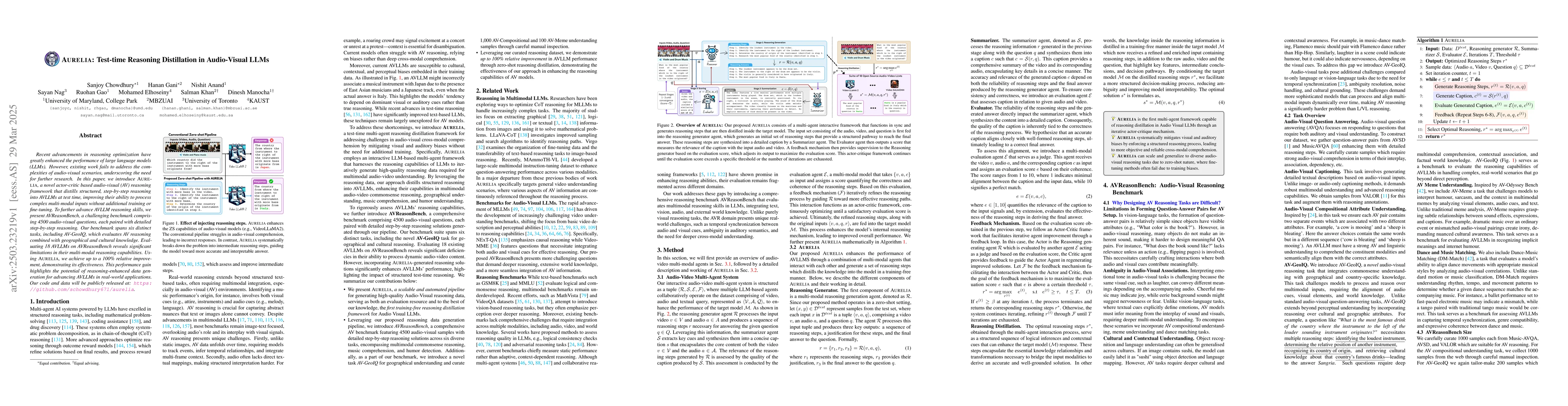 Thumbnail for Aurelia: Test-time Reasoning Distillation in Audio-Visual LLMs