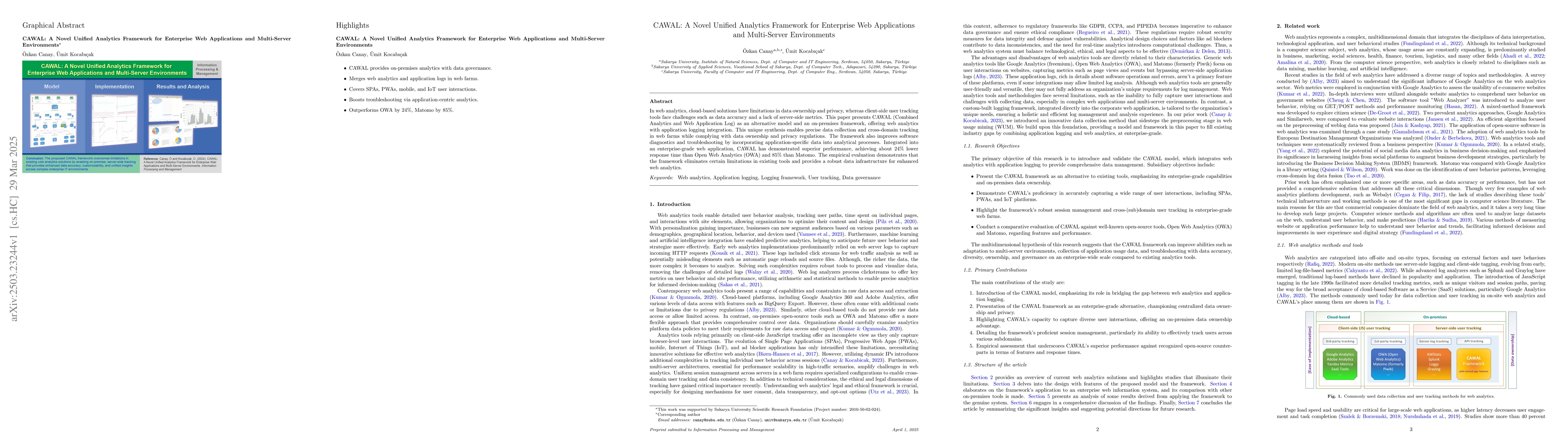 Thumbnail for CAWAL: A novel unified analytics framework for enterprise web
  applications and multi-server environments