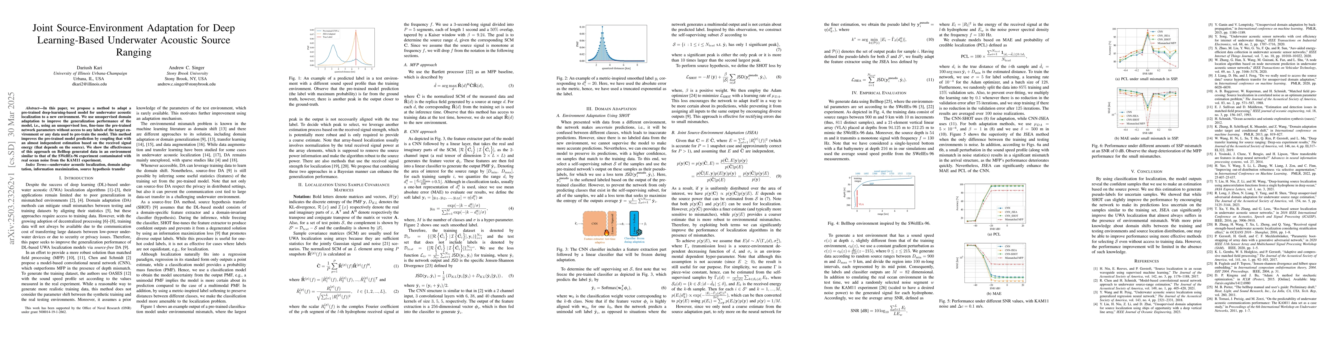 Thumbnail for Joint Source-Environment Adaptation for Deep Learning-Based Underwater
  Acoustic Source Ranging