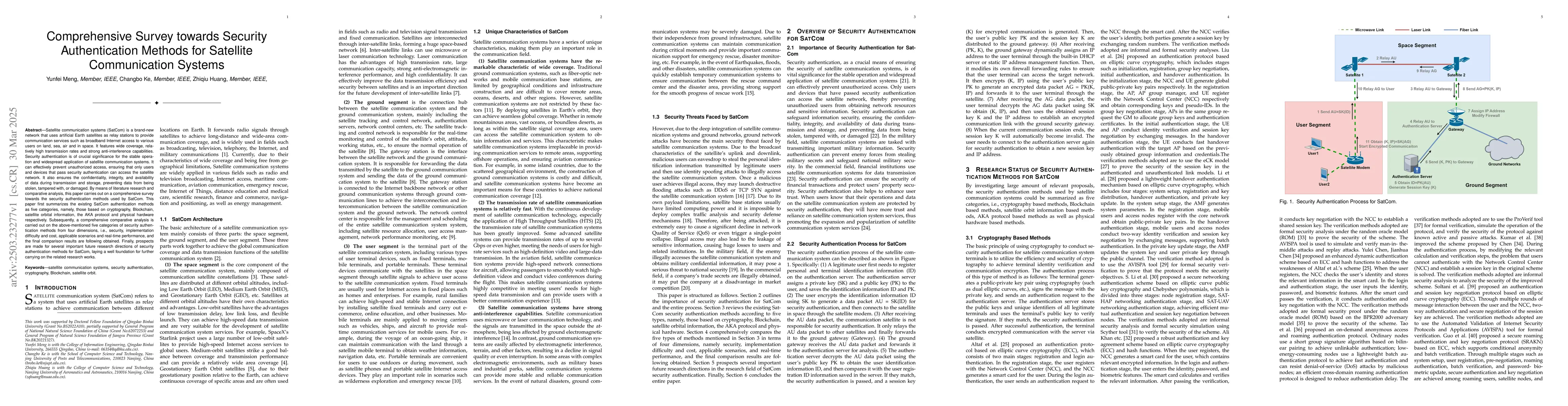 Thumbnail for Comprehensive Survey towards Security Authentication Methods for
  Satellite Communication Systems