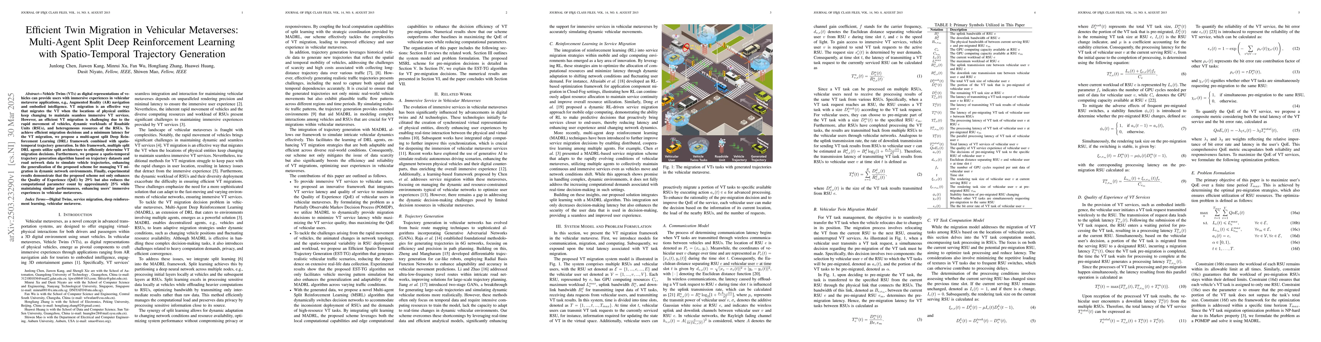 Thumbnail for Efficient Twin Migration in Vehicular Metaverses: Multi-Agent Split Deep
  Reinforcement Learning with Spatio-Temporal Trajectory Generation