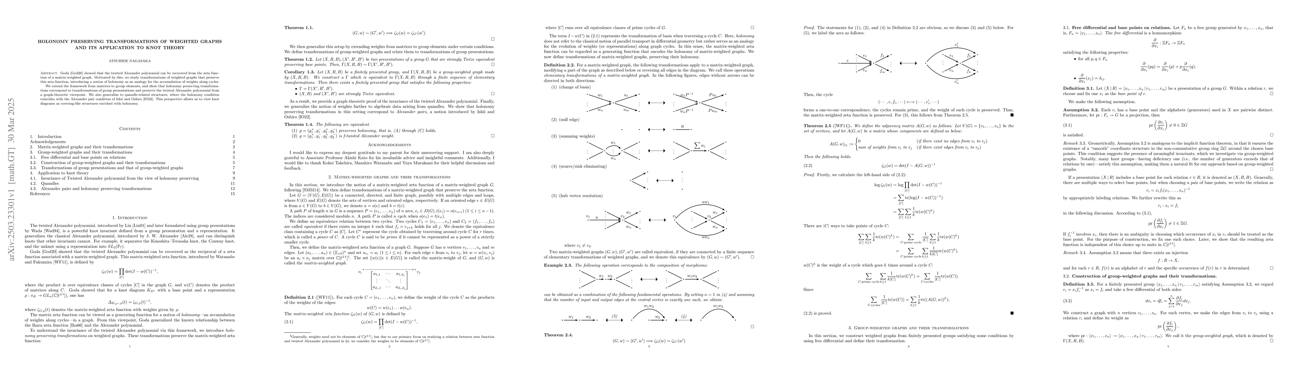 Thumbnail for Holonomy preserving transformations of weighted graphs and its
  application to knot theory