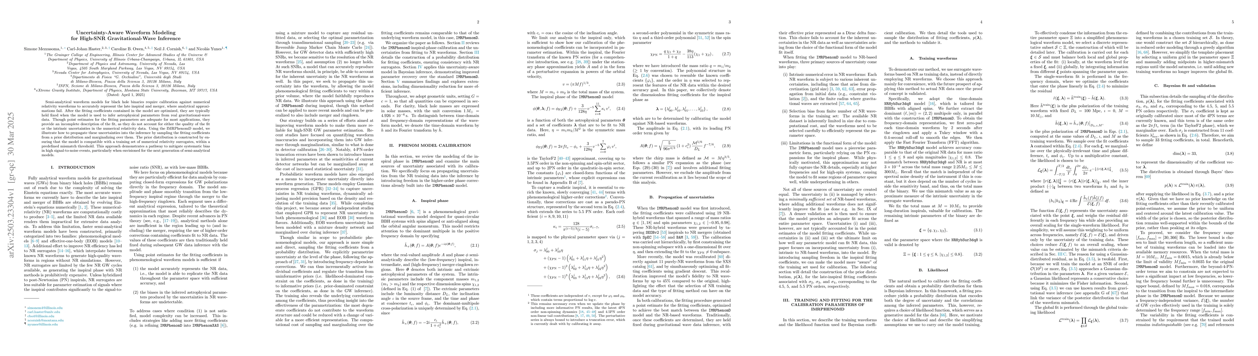 Thumbnail for Uncertainty-Aware Waveform Modeling for High-SNR Gravitational-Wave
  Inference