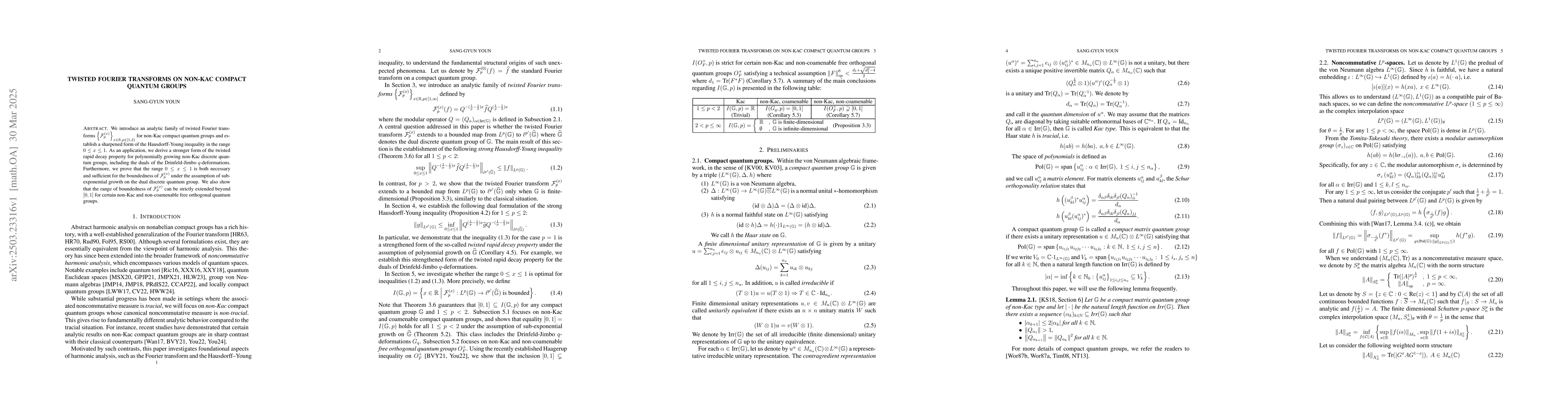 Thumbnail for Twisted Fourier transforms on non-Kac compact quantum groups