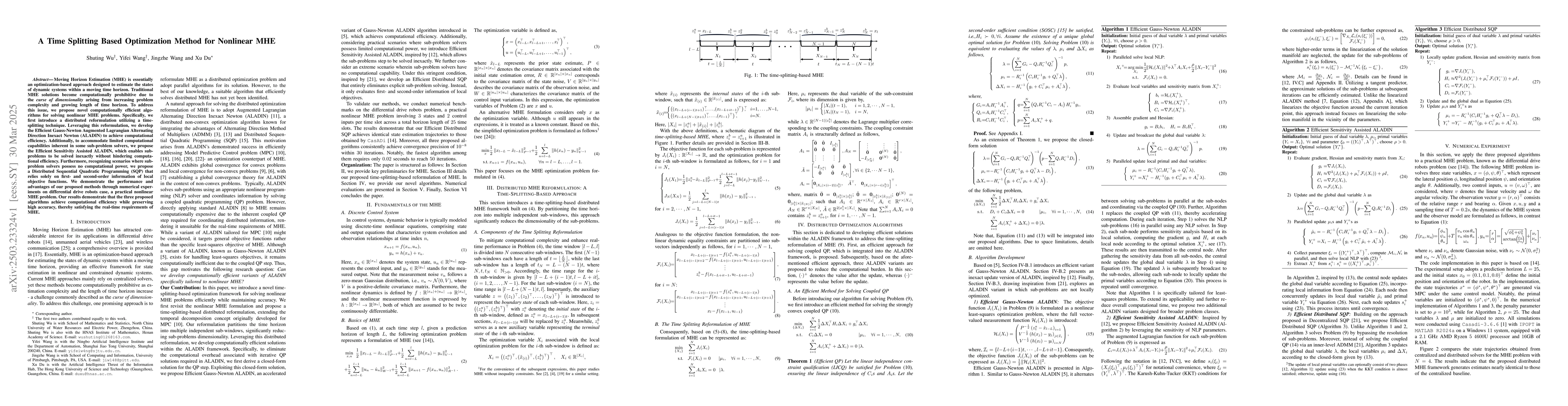 Thumbnail for A Time Splitting Based Optimization Method for Nonlinear MHE