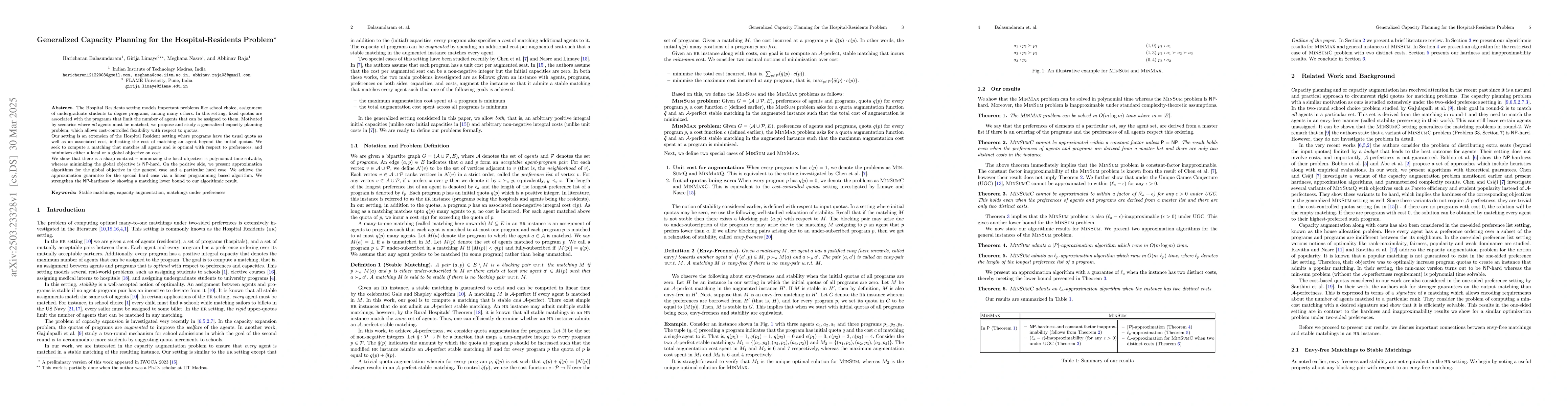 Thumbnail for Generalized Capacity Planning for the Hospital-Residents Problem