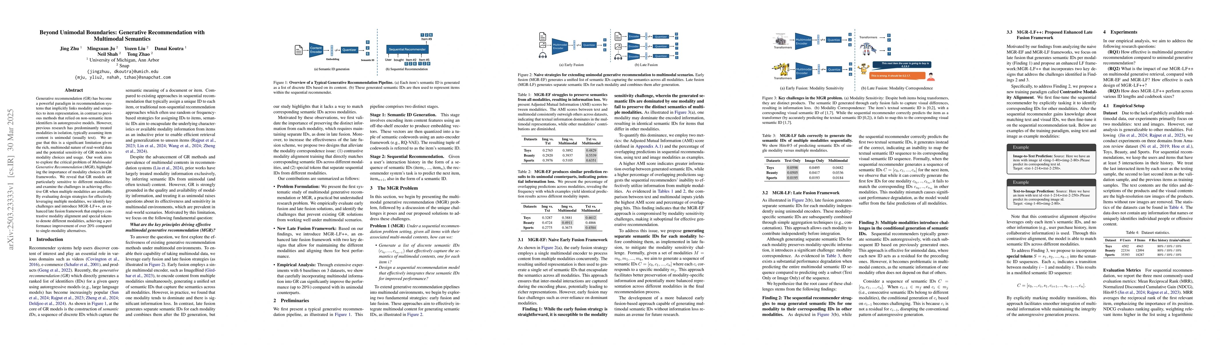 Thumbnail for Beyond Unimodal Boundaries: Generative Recommendation with Multimodal
  Semantics