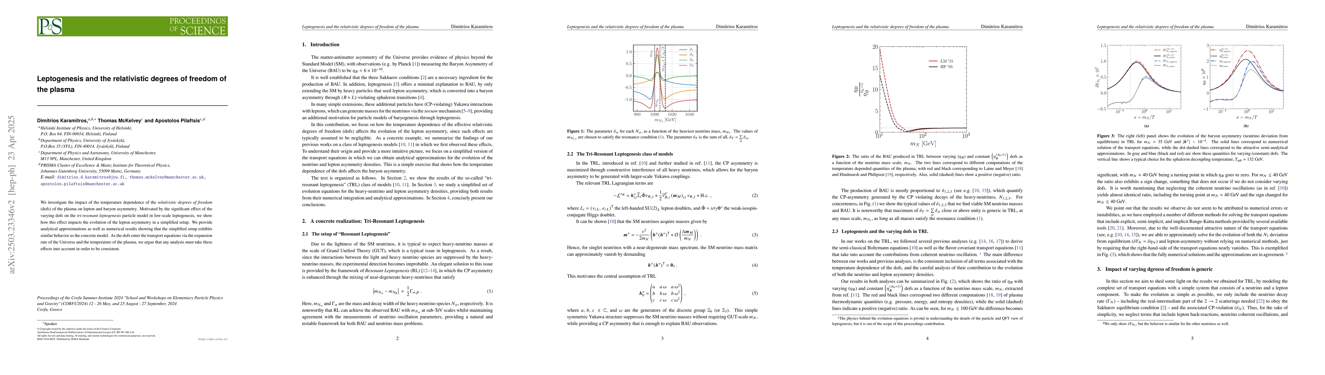 Thumbnail for Leptogenesis and the relativistic degrees of freedom of the plasma