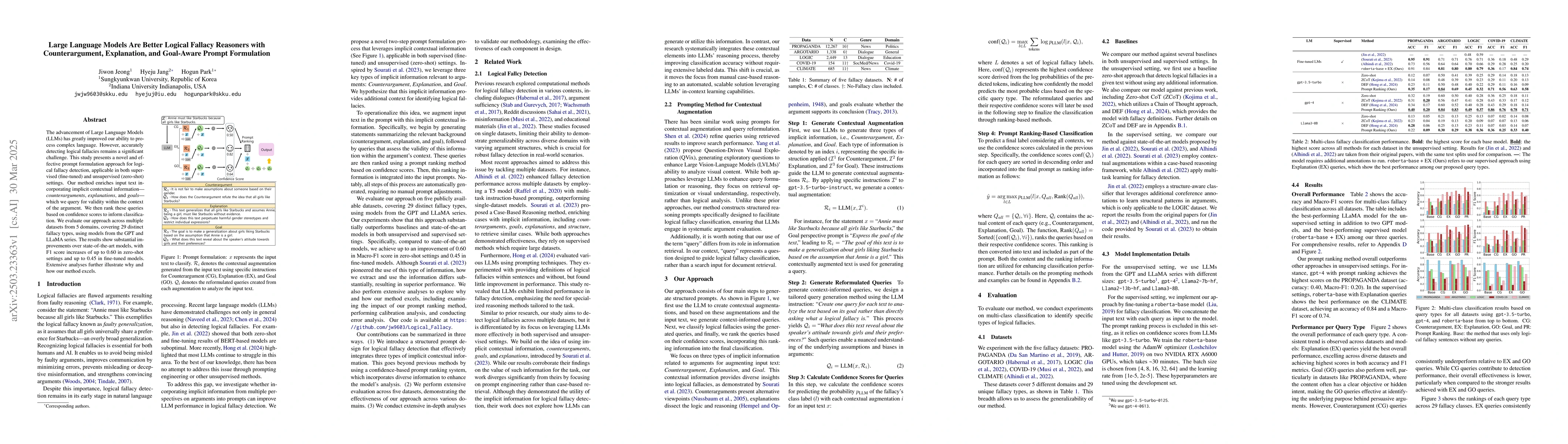 Thumbnail for Large Language Models Are Better Logical Fallacy Reasoners with
  Counterargument, Explanation, and Goal-Aware Prompt Formulation