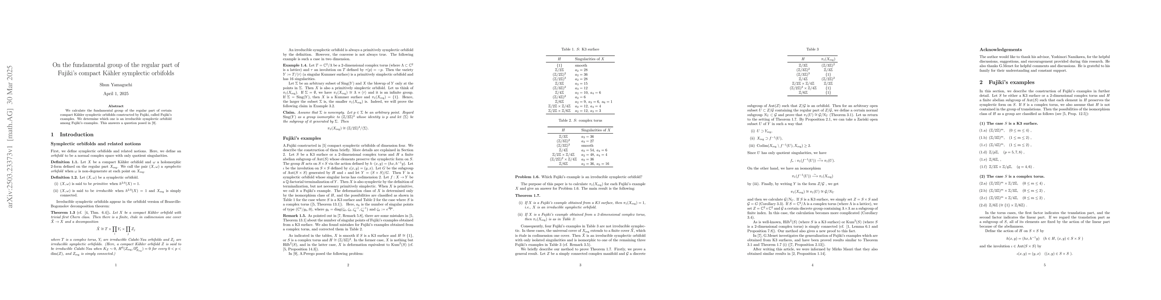 Thumbnail for On the fundamental group of the regular part of Fujiki's compact Kahler
  symplectic orbifolds