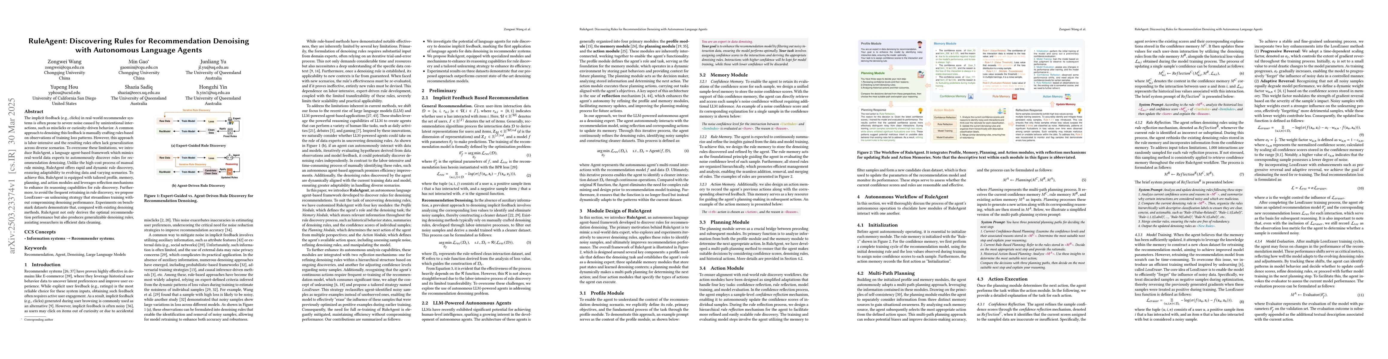 Thumbnail for RuleAgent: Discovering Rules for Recommendation Denoising with
  Autonomous Language Agents
