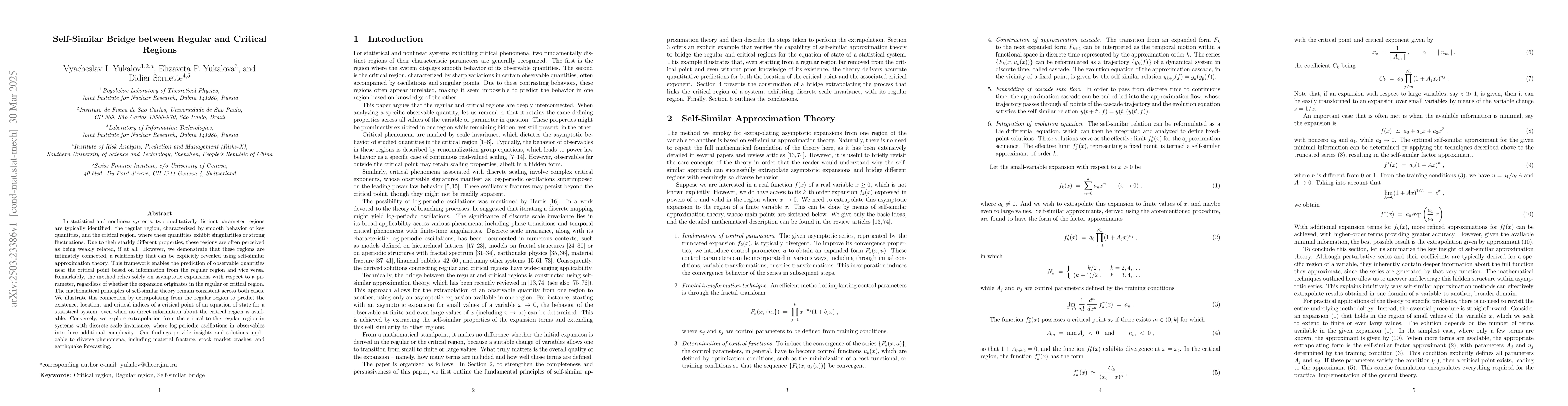 Thumbnail for Self-Similar Bridge between Regular and Critical Regions