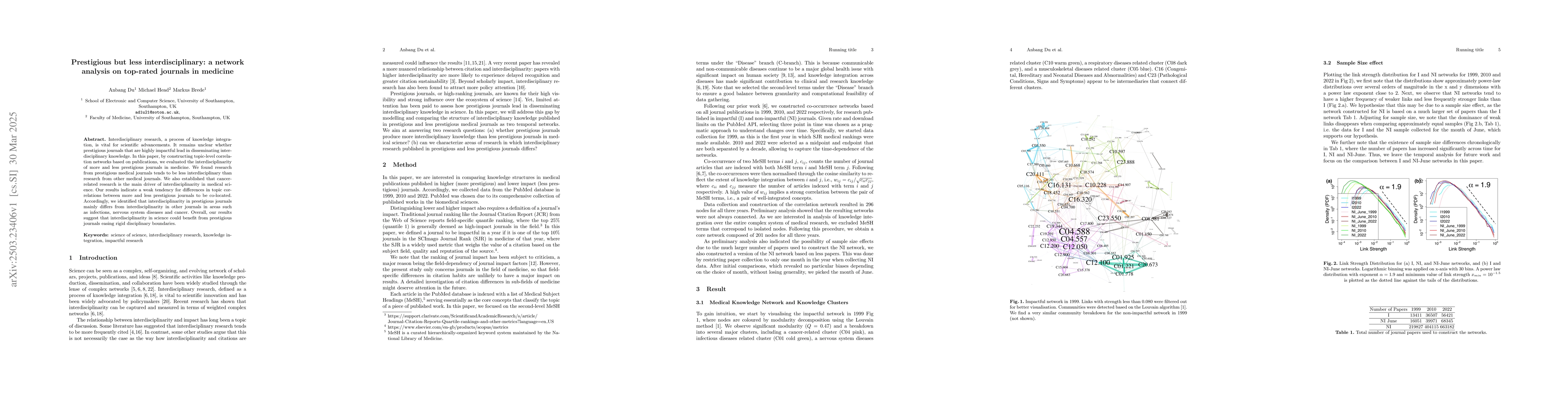 Thumbnail for Prestigious but less interdisciplinary: a network analysis on top-rated
  journals in medicine
