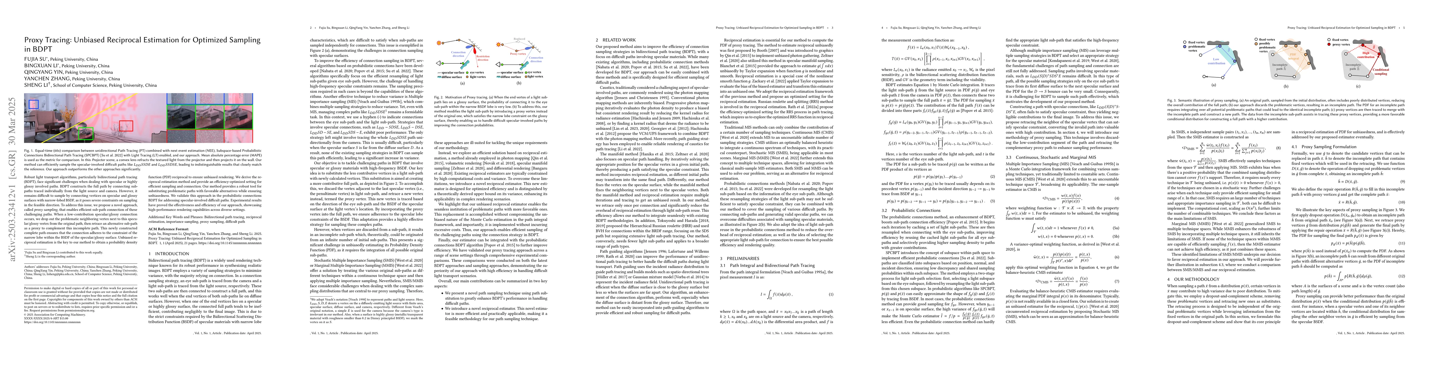 Thumbnail for Proxy Tracing: Unbiased Reciprocal Estimation for Optimized Sampling in
  BDPT