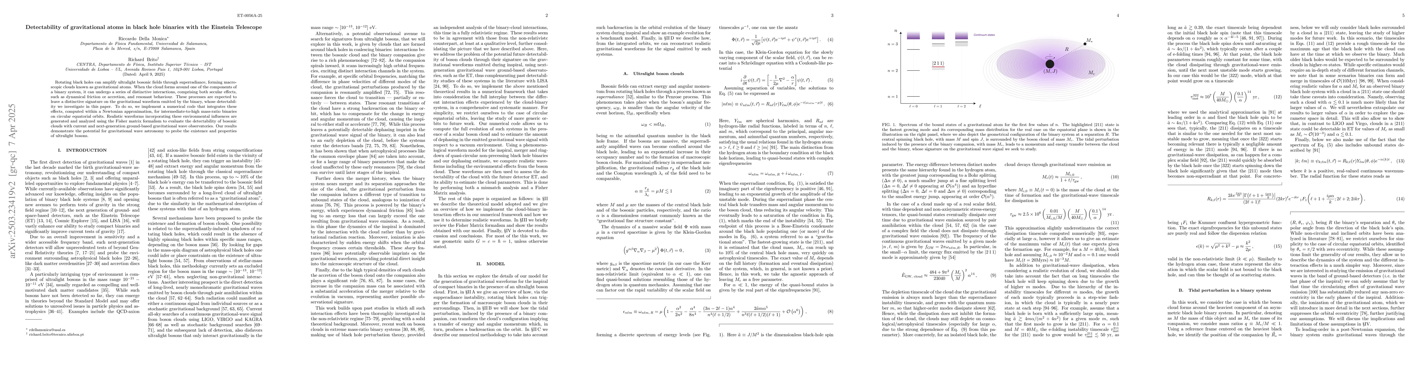 Thumbnail for Detectability of gravitational atoms in black hole binaries with the
  Einstein Telescope