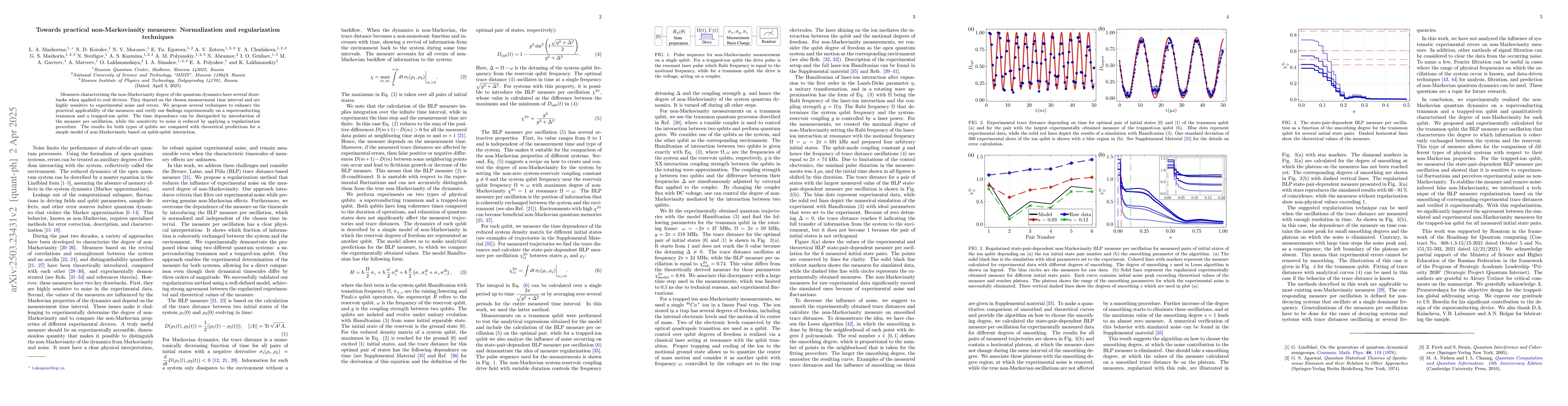 Thumbnail for Towards practical non-Markovianity measures: Normalization and
  regularization techniques
