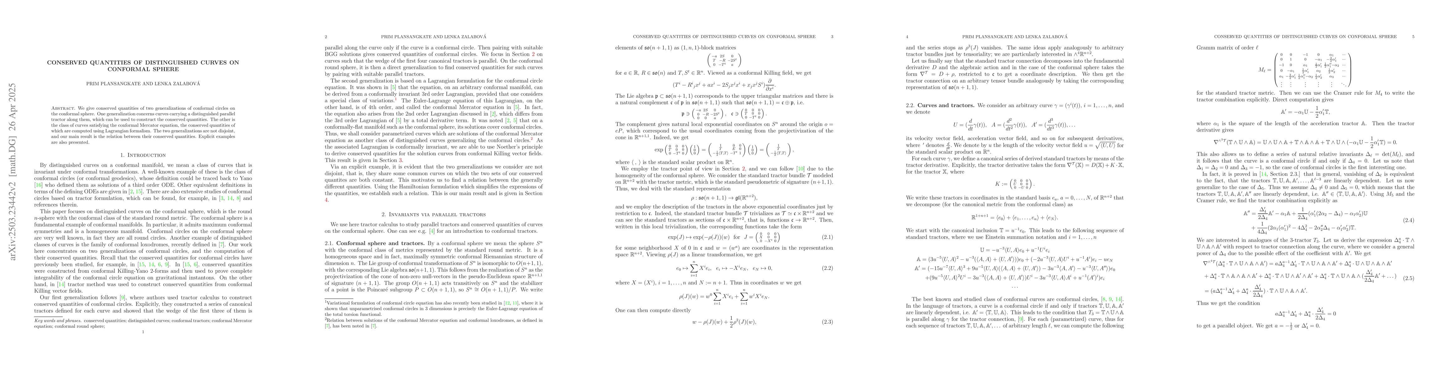 Thumbnail for Conserved quantities of distinguished curves on conformal sphere