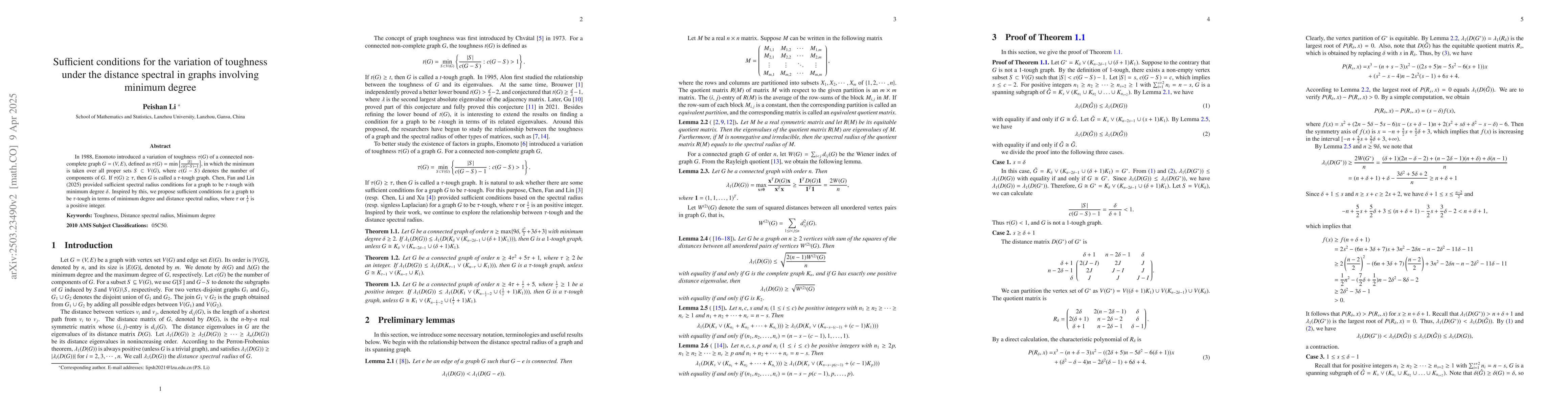 Thumbnail for Sufficient conditions for the variation of toughness under the distance
  spectral in graphs involving minimum degree