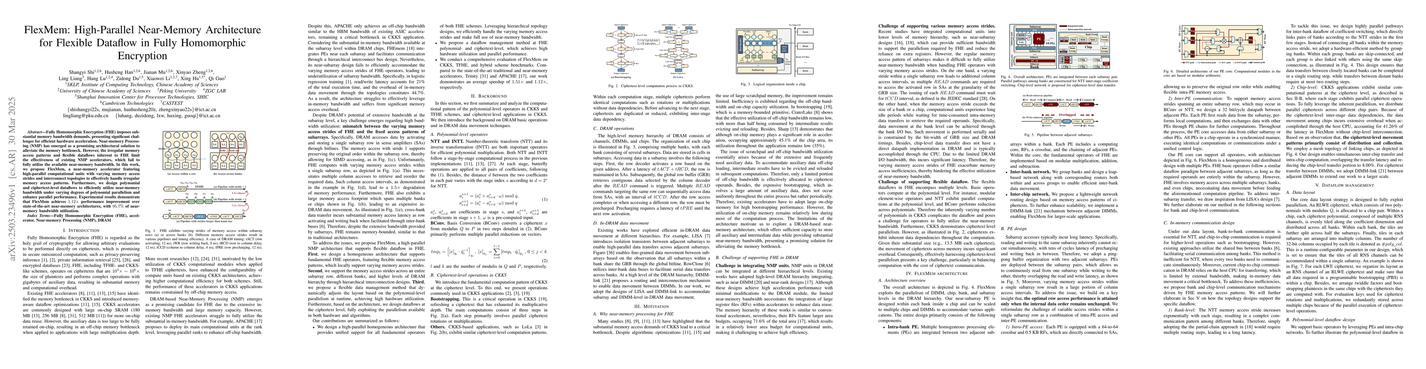 Thumbnail for FlexMem: High-Parallel Near-Memory Architecture for Flexible Dataflow in
  Fully Homomorphic Encryption