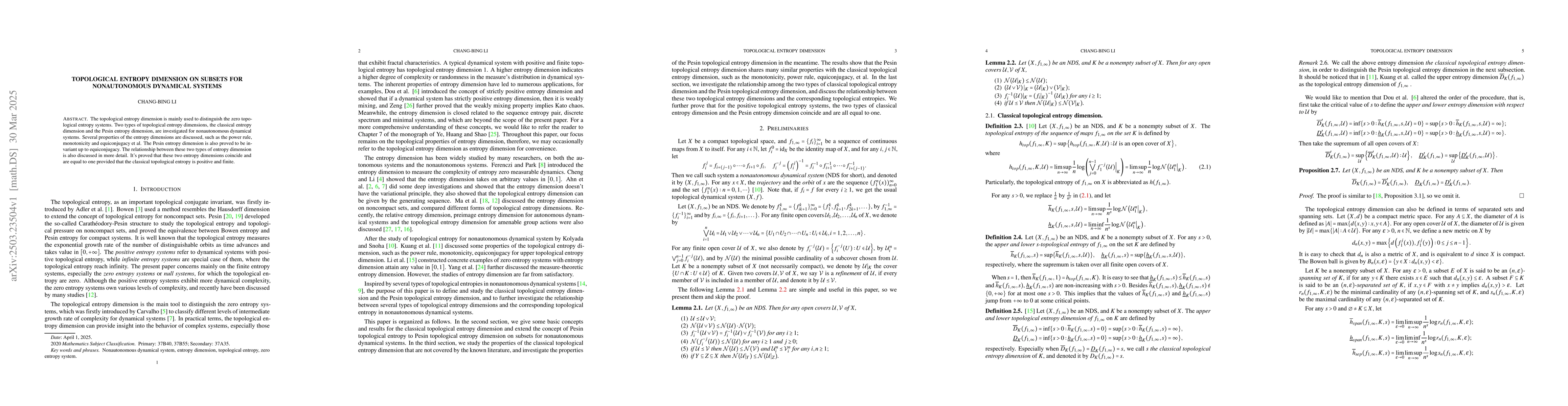 Thumbnail for Topological entropy dimension on subsets for nonautonomous dynamical
  systems
