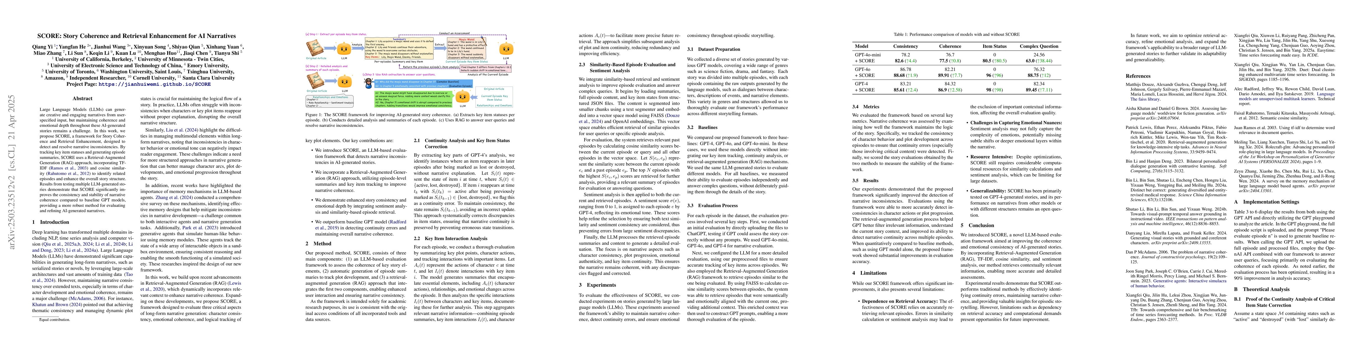 Thumbnail for SCORE: Story Coherence and Retrieval Enhancement for AI Narratives