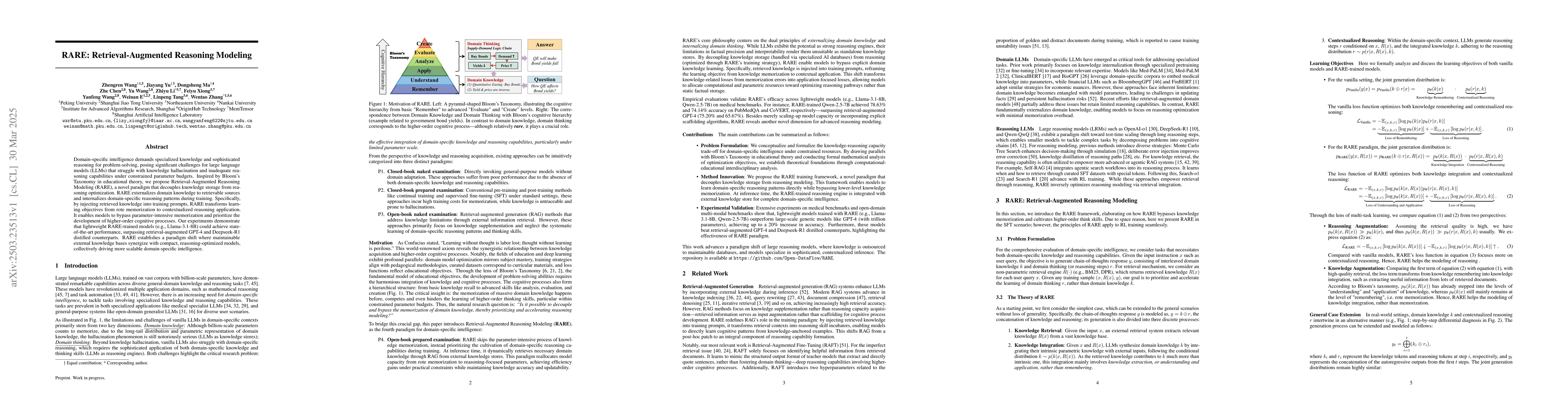 Thumbnail for RARE: Retrieval-Augmented Reasoning Modeling