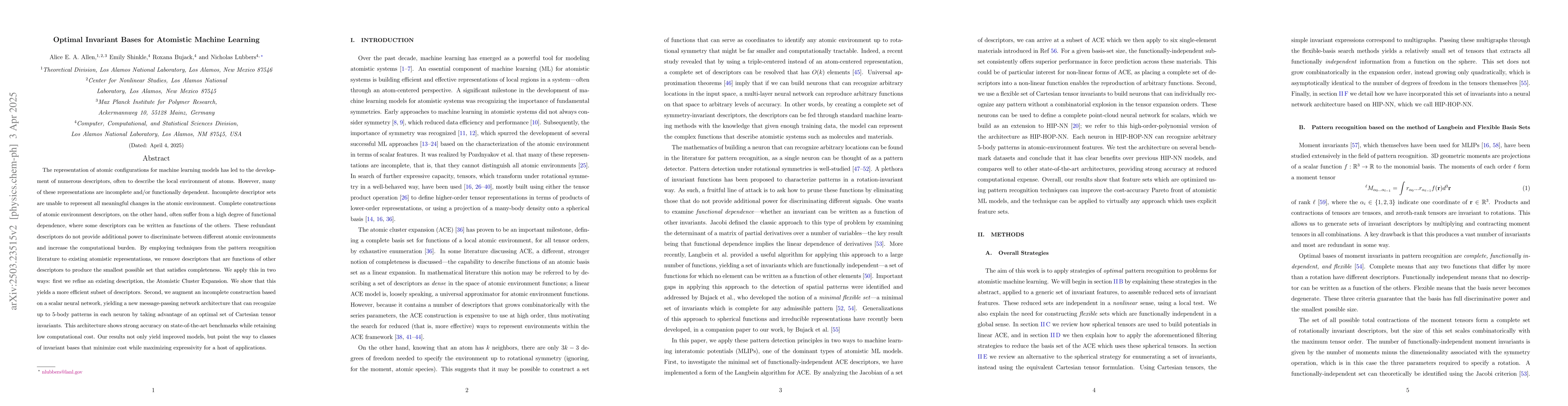 Thumbnail for Optimal Invariant Bases for Atomistic Machine Learning