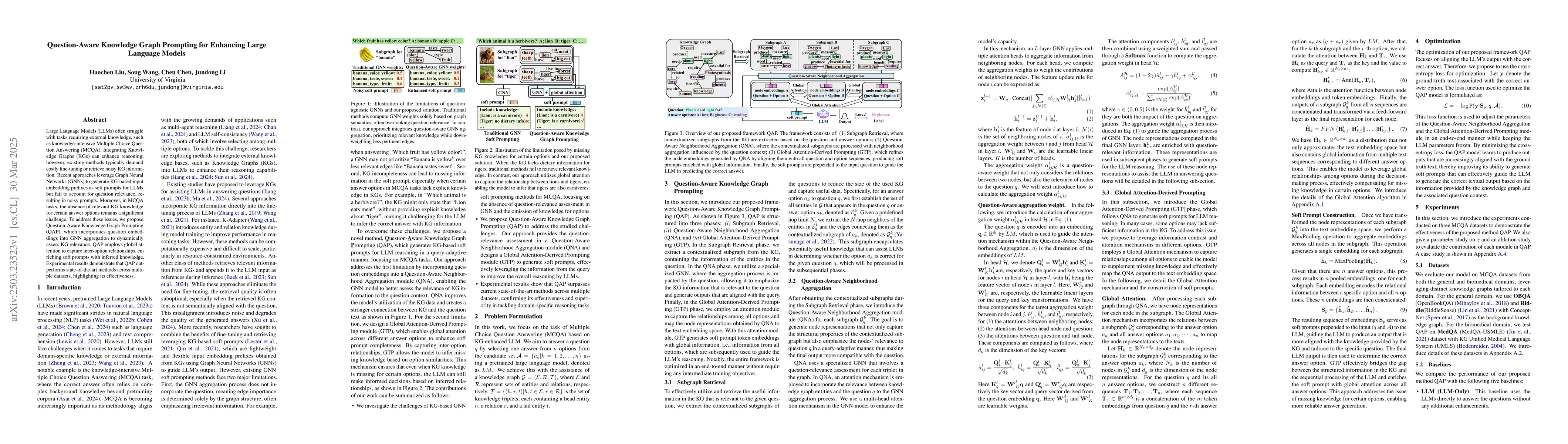 Thumbnail for Question-Aware Knowledge Graph Prompting for Enhancing Large Language
  Models