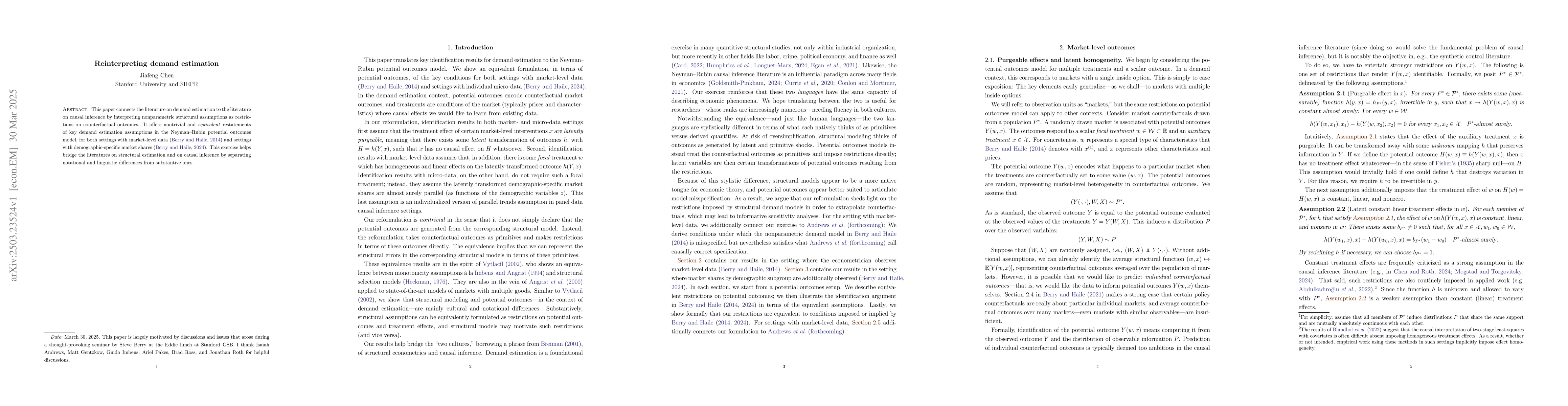 Thumbnail for Reinterpreting demand estimation