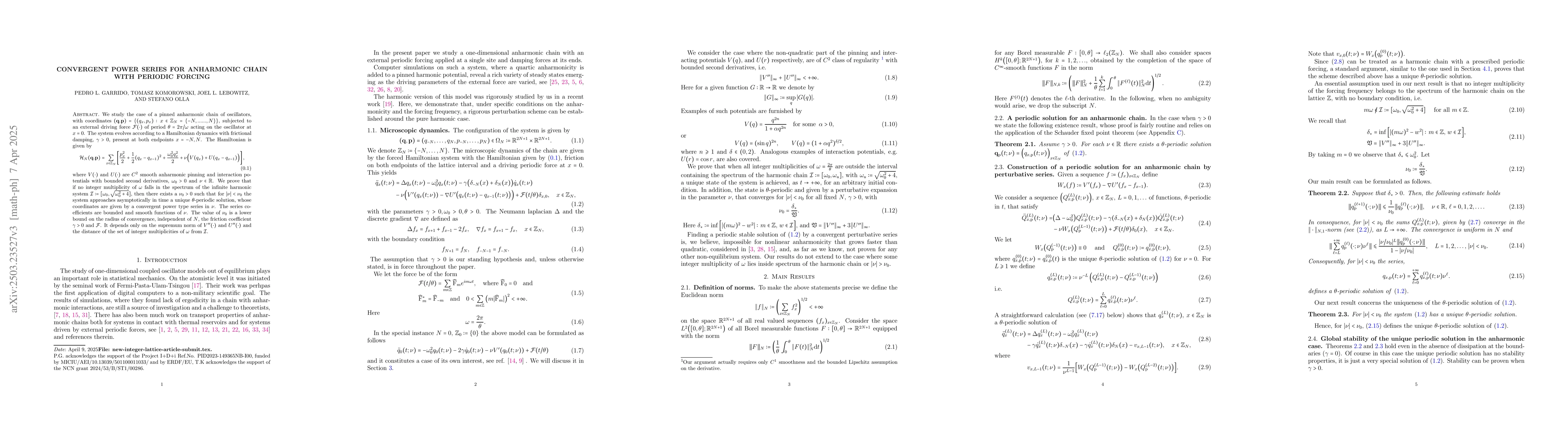 Thumbnail for Convergent Power Series for Anharmonic Chain with Periodic Forcing