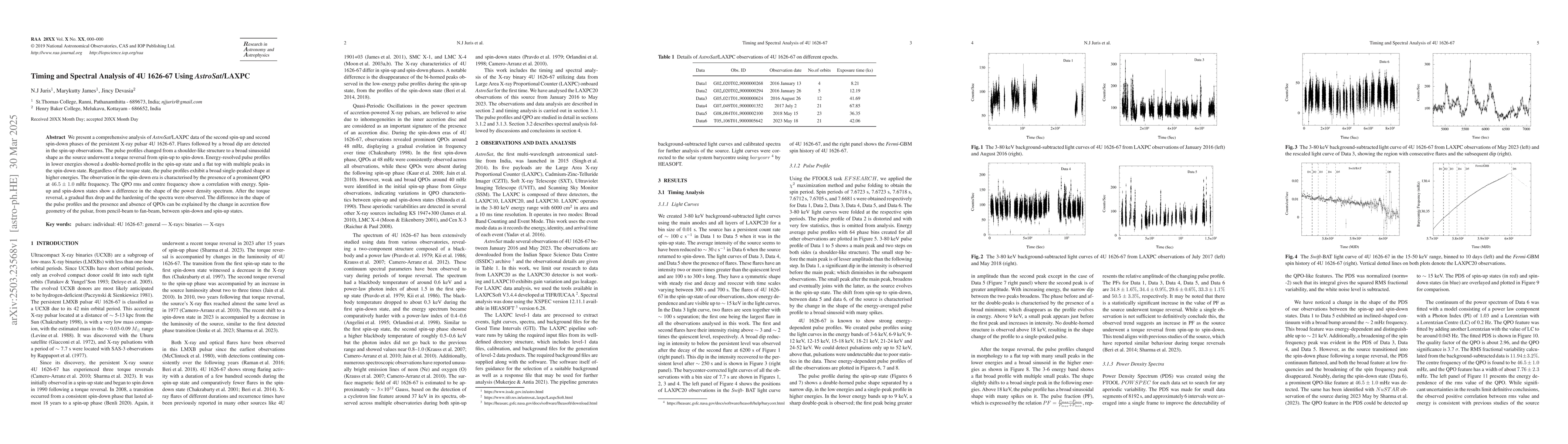 Thumbnail for Timing and Spectral Analysis of 4U 1626-67 Using AstroSat/LAXPC