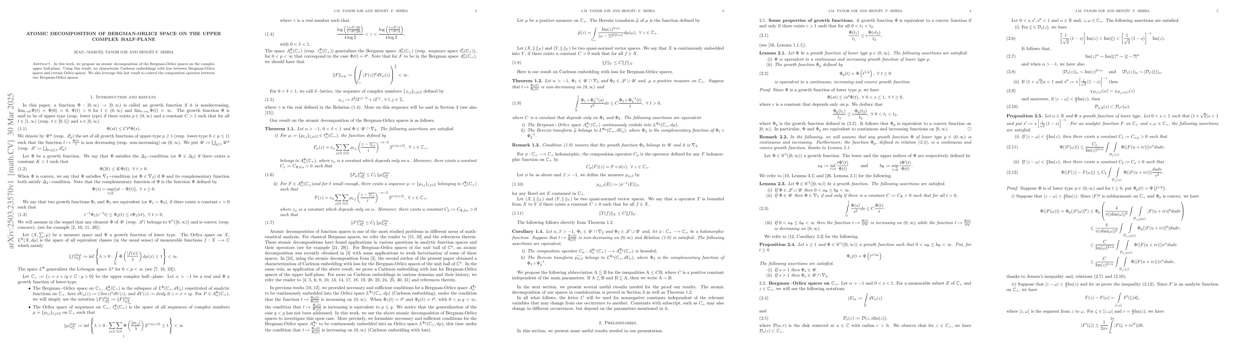 Thumbnail for Atomic decomposition of Bergman-Orlicz space on the upper complex
  half-plane