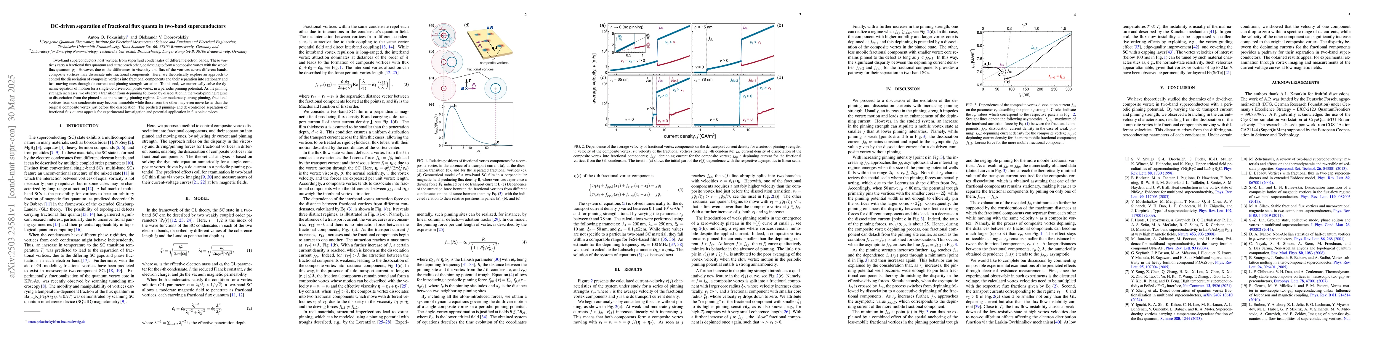 Thumbnail for DC-driven separation of fractional flux quanta in two-band
  superconductors