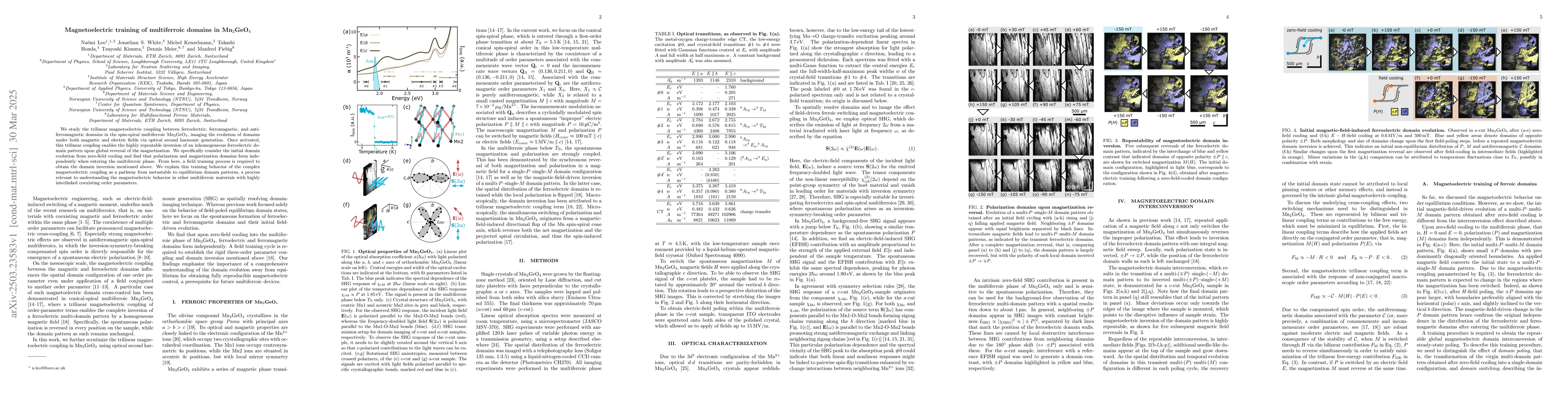 Thumbnail for Magnetoelectric training of multiferroic domains in Mn$_2$GeO$_4$
