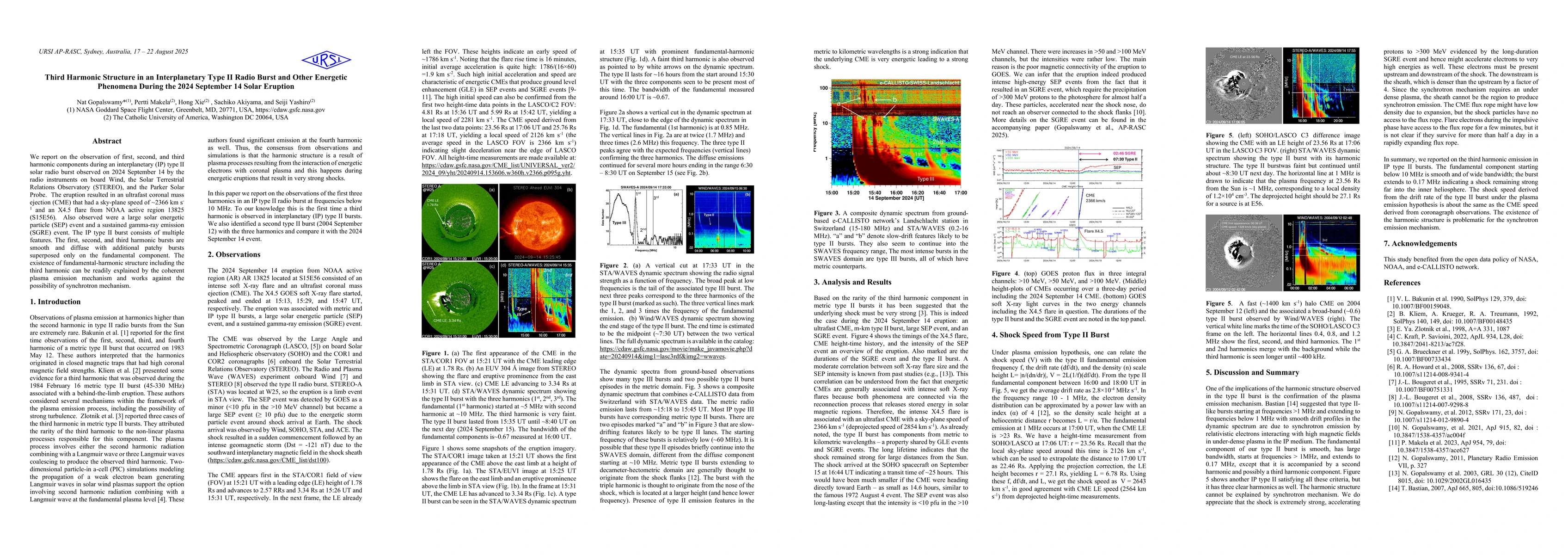Thumbnail for Third Harmonic Structure in an Interplanetary Type II Radio Burst and
  Other Energetic Phenomena During the 2024 September 14 Solar Eruption