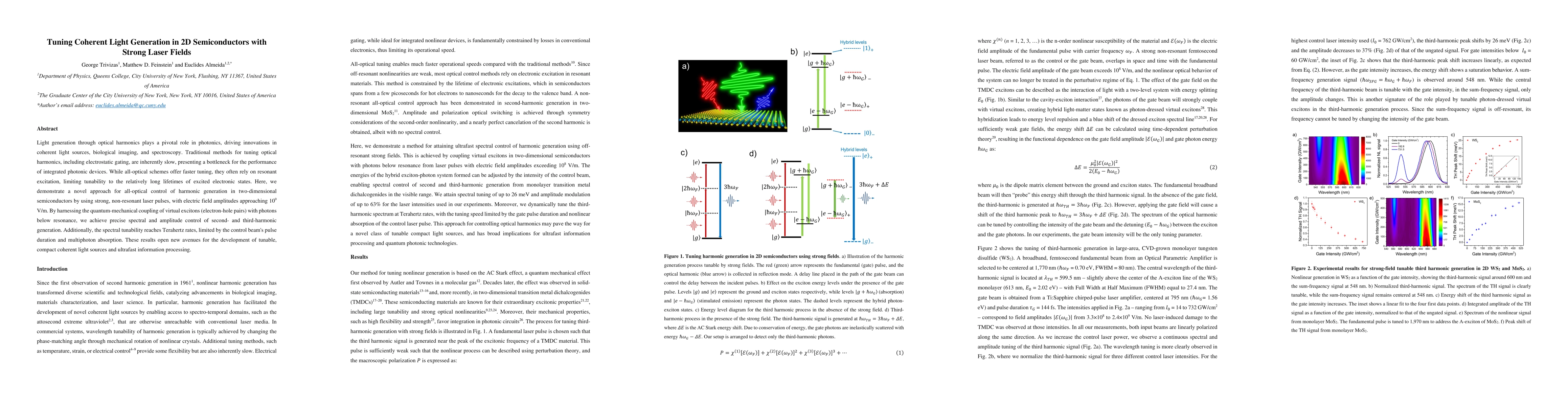 Thumbnail for Tuning Coherent Light Generation in 2D Semiconductors with Strong Laser
  Fields
