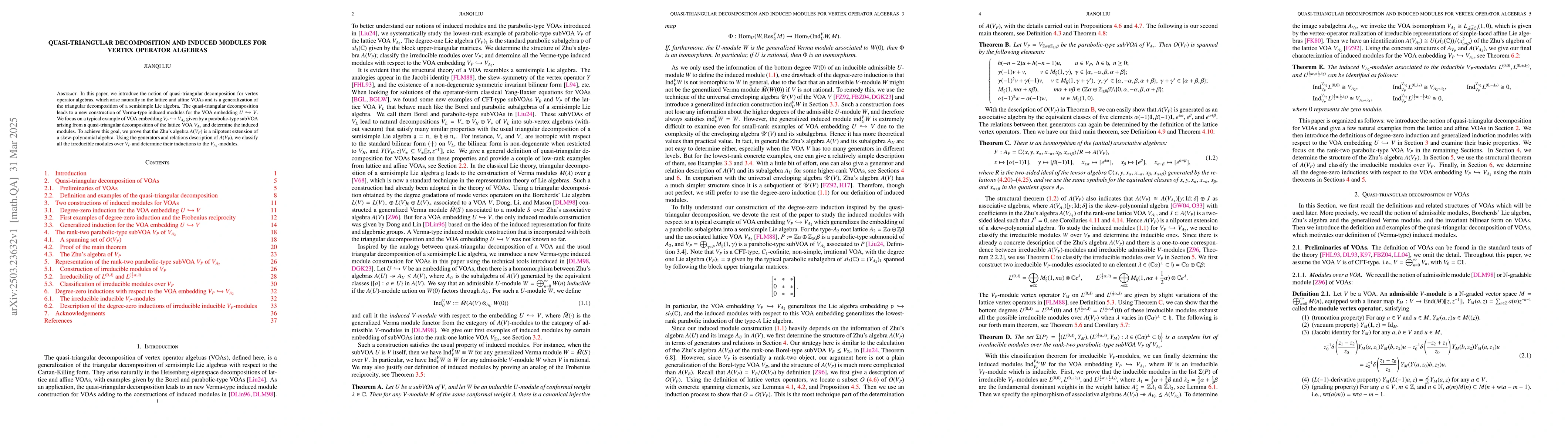 Thumbnail for Quasi-triangular decomposition and induced modules for vertex operator
  algebras