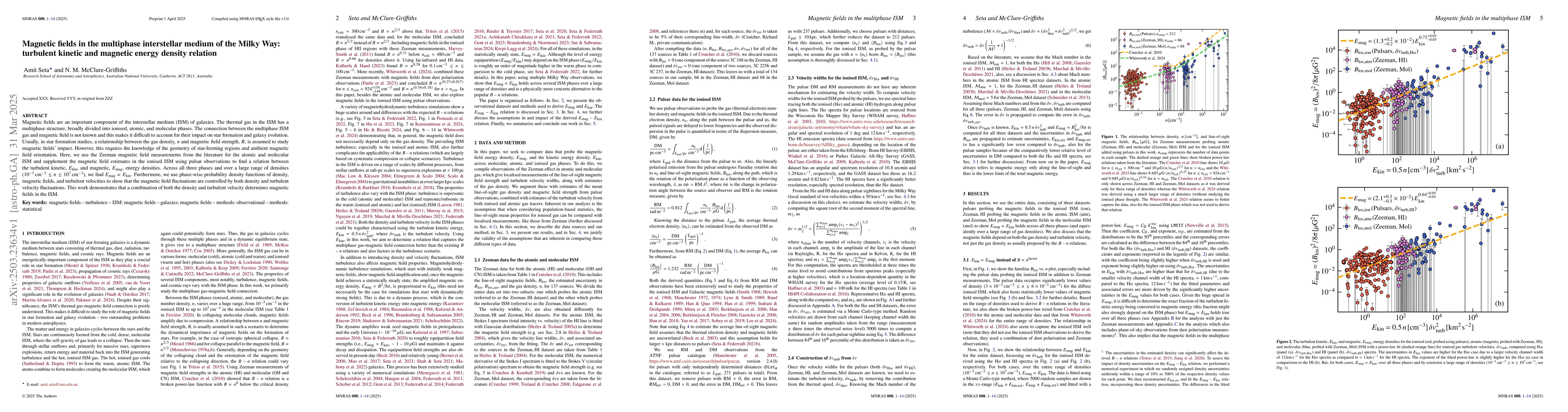 Thumbnail for Magnetic fields in the multiphase interstellar medium of the Milky Way:
  turbulent kinetic and magnetic energy density relation