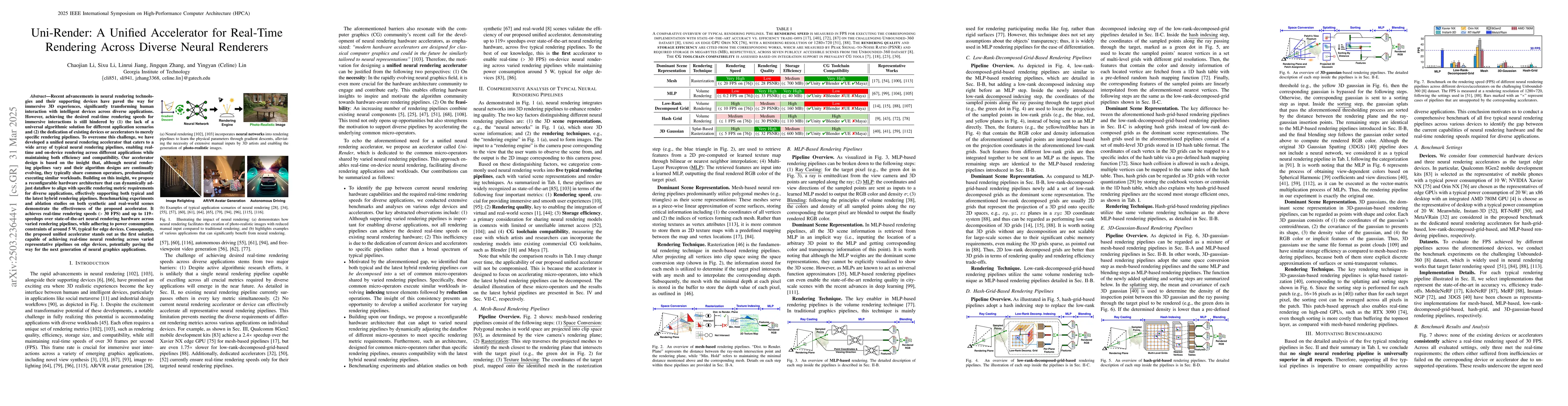 Thumbnail for Uni-Render: A Unified Accelerator for Real-Time Rendering Across Diverse
  Neural Renderers