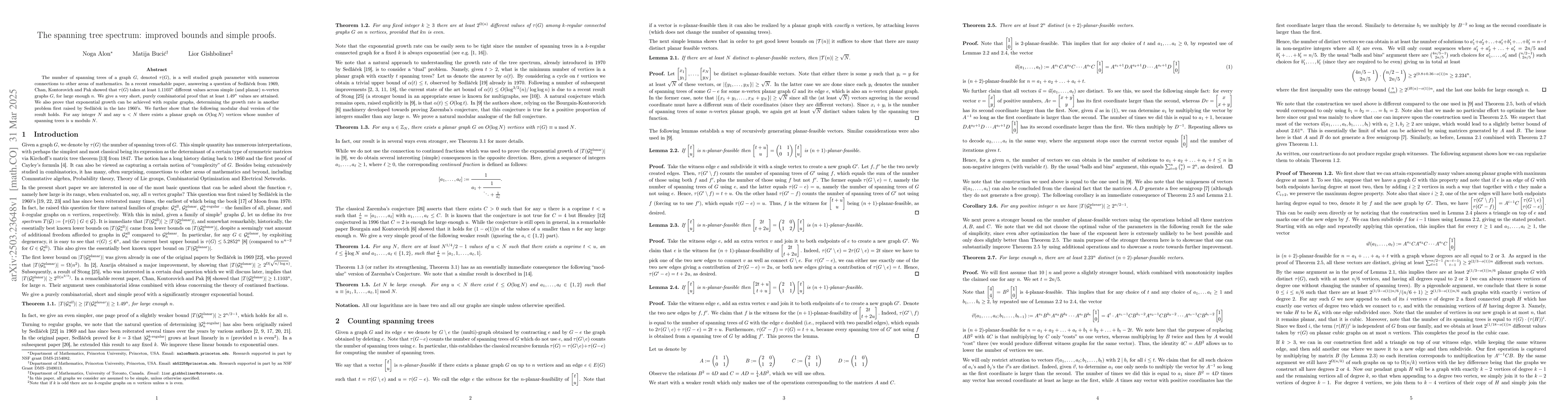 Thumbnail for The spanning tree spectrum: improved bounds and simple proofs