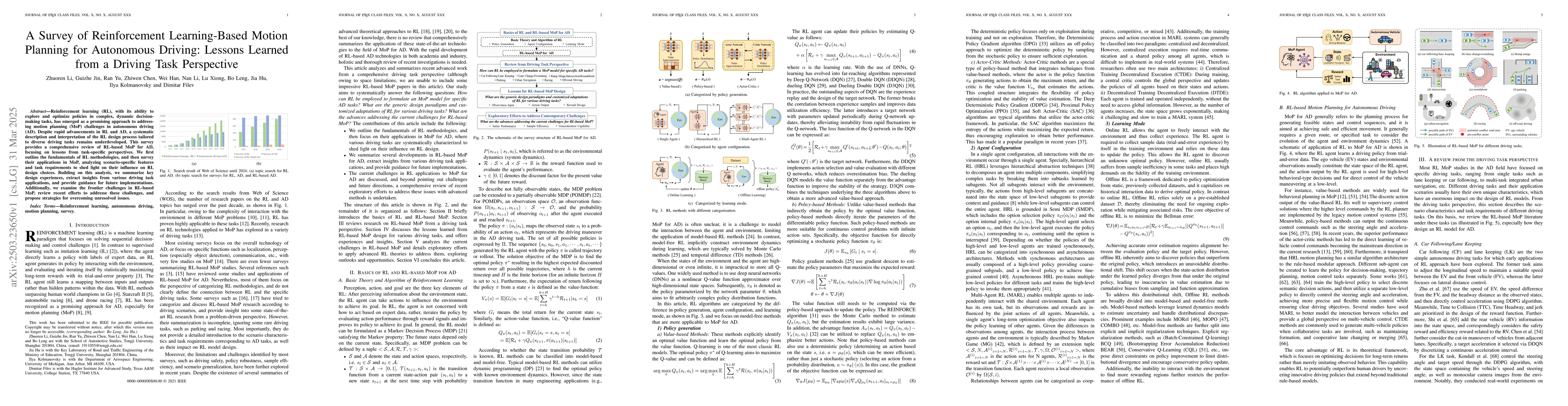 Thumbnail for A Survey of Reinforcement Learning-Based Motion Planning for Autonomous
  Driving: Lessons Learned from a Driving Task Perspective